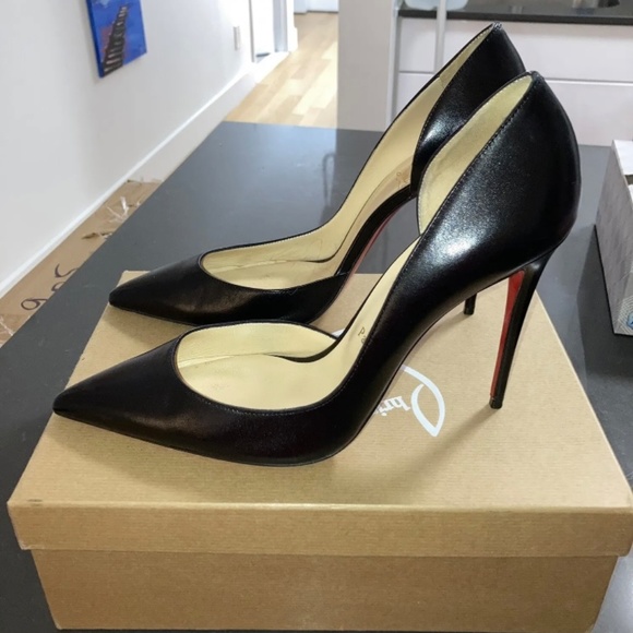 Christian Louboutin Iriza 100 Nappa Shiny Black Stilleto Heels Size 41.5 / 11.5 - Picture 3 of 13
